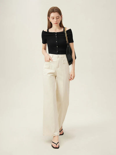 Jean large en denim de coton Isla