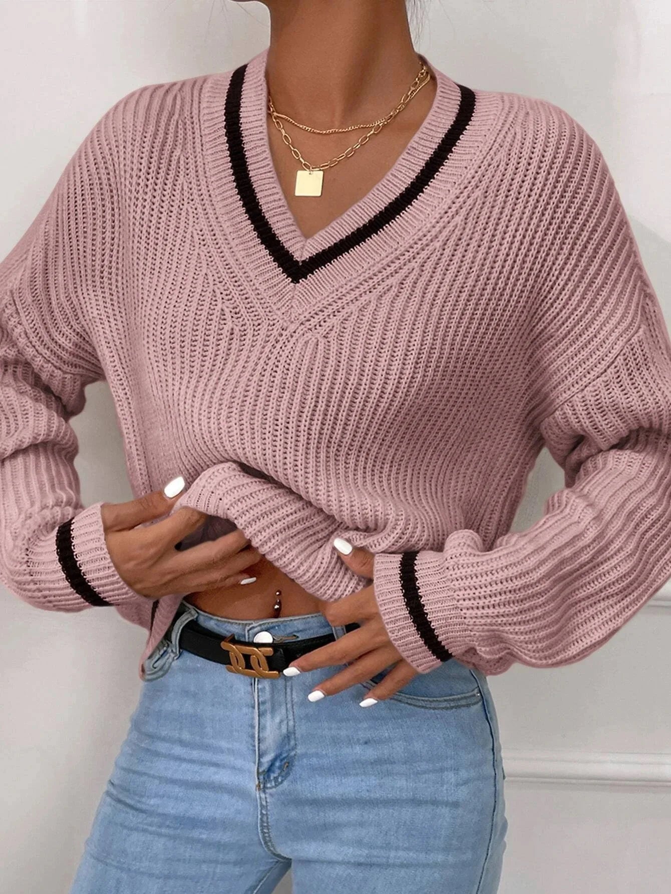 Marina | Pull en tricot gaufré rayé