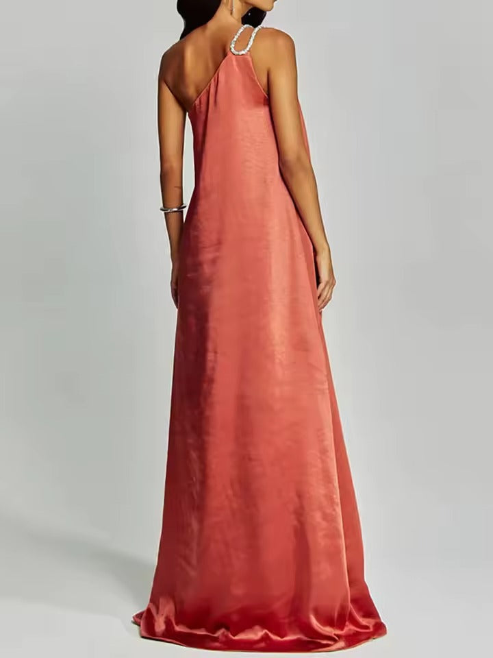 Robe de soirée Simple dos nu à col oblique