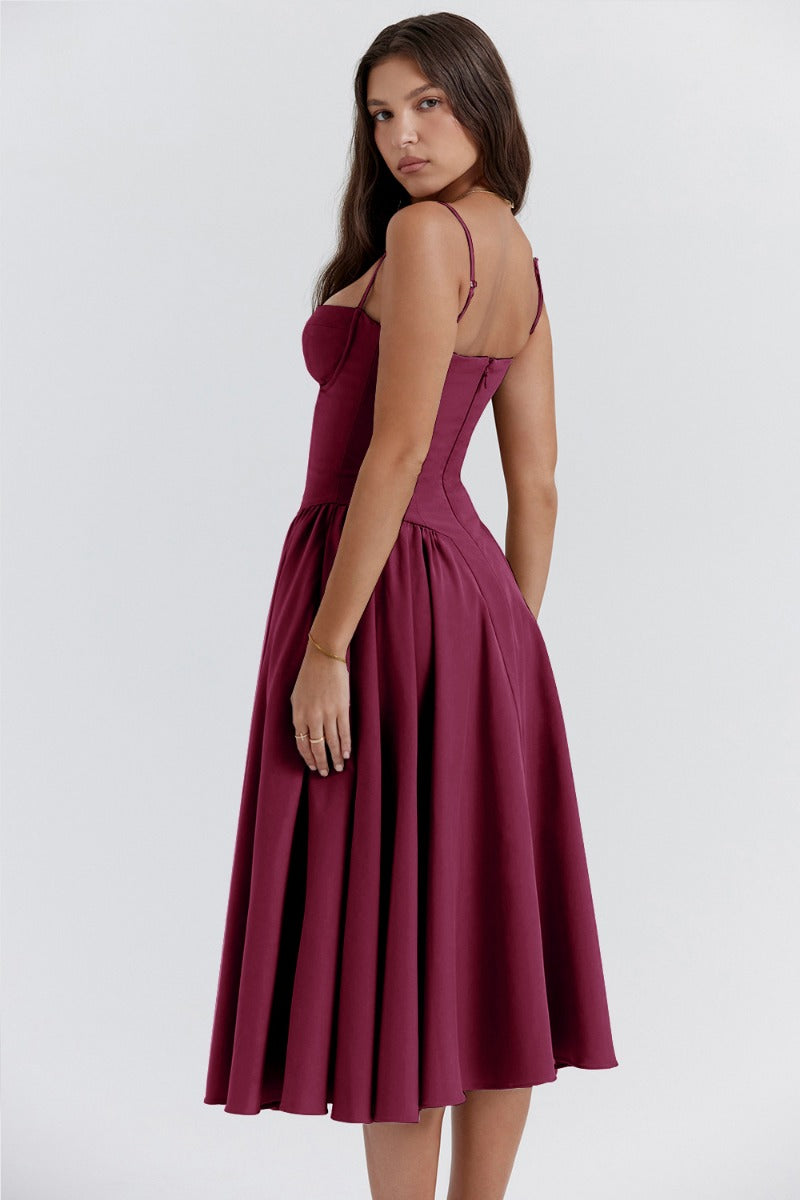 Éléanor - Robe D'Été Midi Chic Corsaire Pour Les Occasions Spéciales