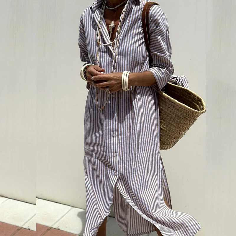 Robe Chemise en Lin | Coupe Décontractée | Élégance Intemporelle