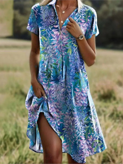 Carla | Robe florale élégante avec col en V et boutons