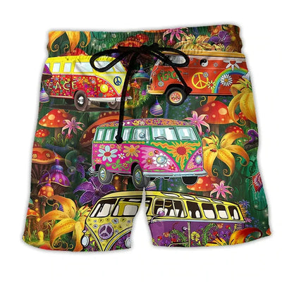 Short de bain homme – Coupe régulière – Séchage rapide – Taille ajustable – Imprimé boho
