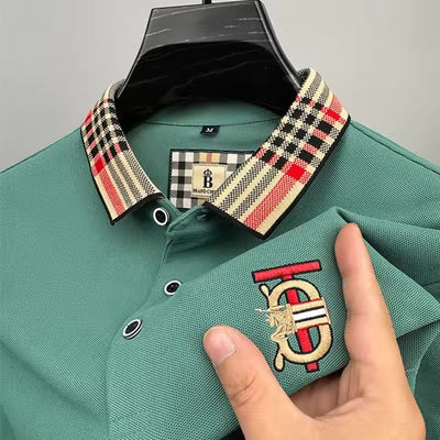 Polo en soie glacée jacquard