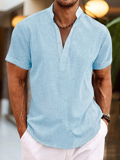 Homme Henley Manche Courte Chemise – Horace