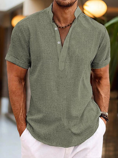 Homme Henley Manche Courte Chemise – Horace