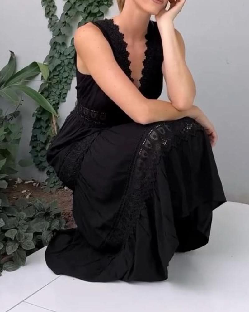 Morgane™ | Élégante robe en dentelle à encolure en V