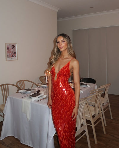 Robe longue à paillettes