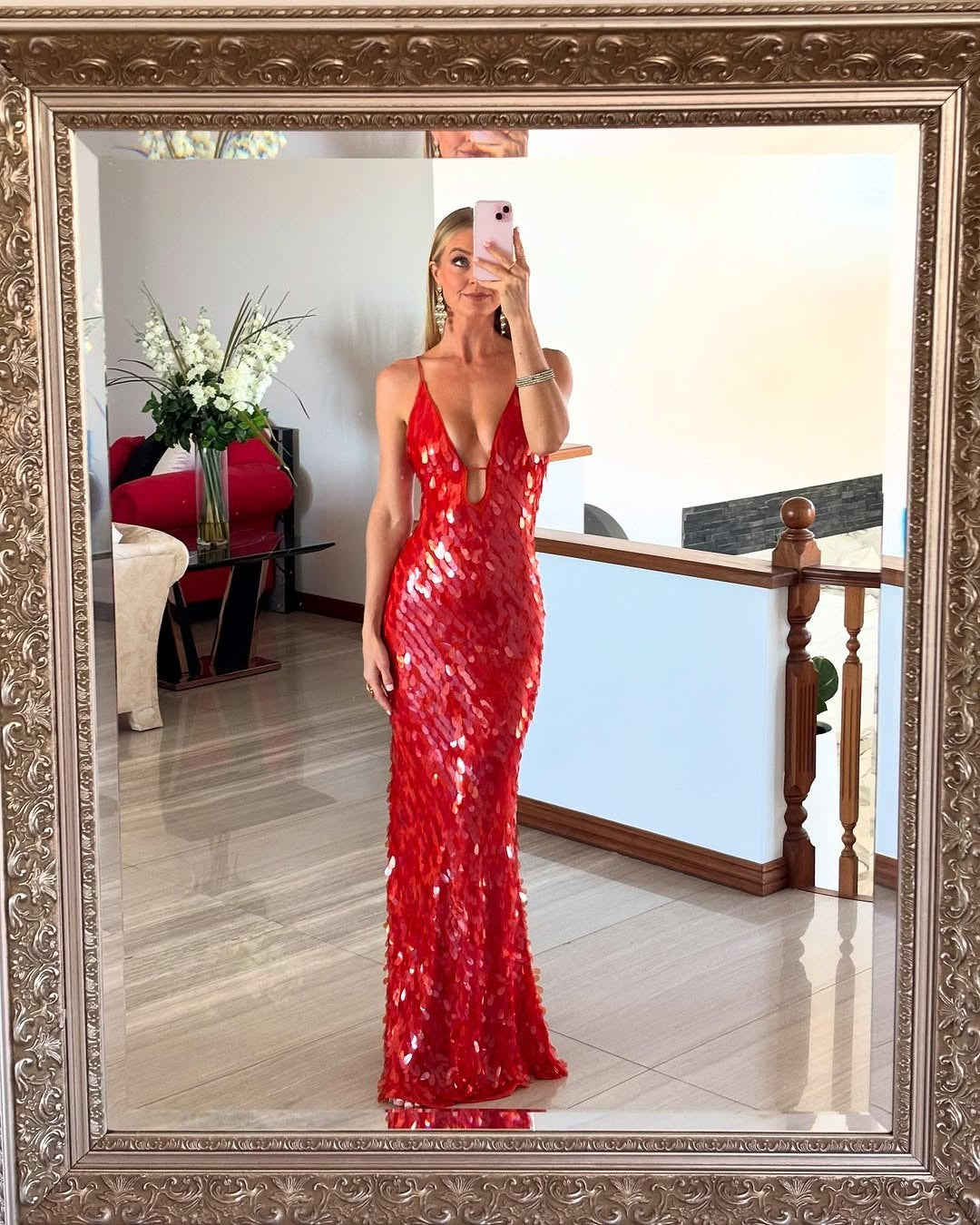 Robe longue à paillettes