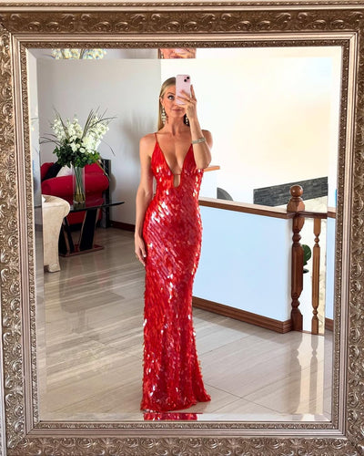 Robe longue à paillettes