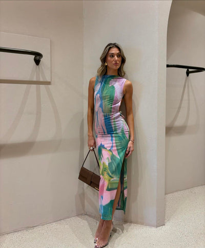 Nola | Robe longue pastel