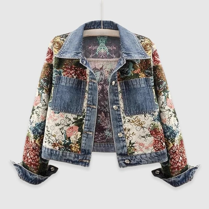 Veste en jean à fleurs