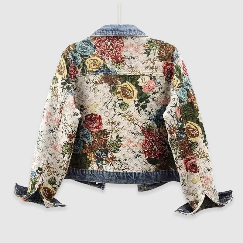Veste en jean à fleurs