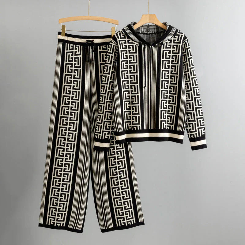 Ameline-Méandre™ | Ensemble sweat à capuche et pantalon en tricot