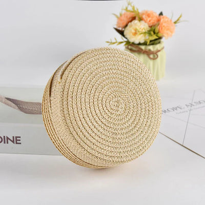 Élégant sac à bandoulière rond tissé à la main avec fermeture à glissière pratique