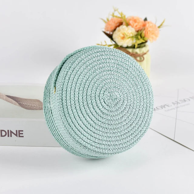 Élégant sac à bandoulière rond tissé à la main avec fermeture à glissière pratique