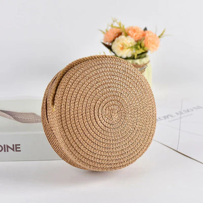 Élégant sac à bandoulière rond tissé à la main avec fermeture à glissière pratique