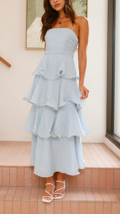 Kate | Robe longue maxi à volants en couches