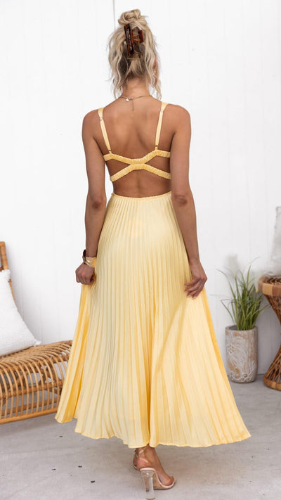 Inaya - Robe longue plissée à col en V