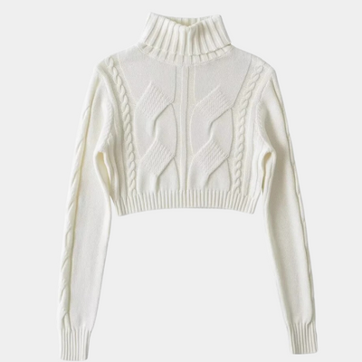 DONNA - Pull Écourté à Col Montant pour Femmes