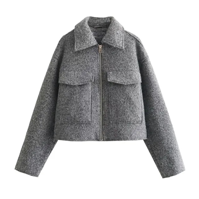 Carla - Élégante veste courte d'automne avec fermeture éclair pour femmes