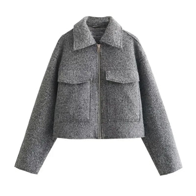 Carla - Élégante veste courte d'automne avec fermeture éclair pour femmes