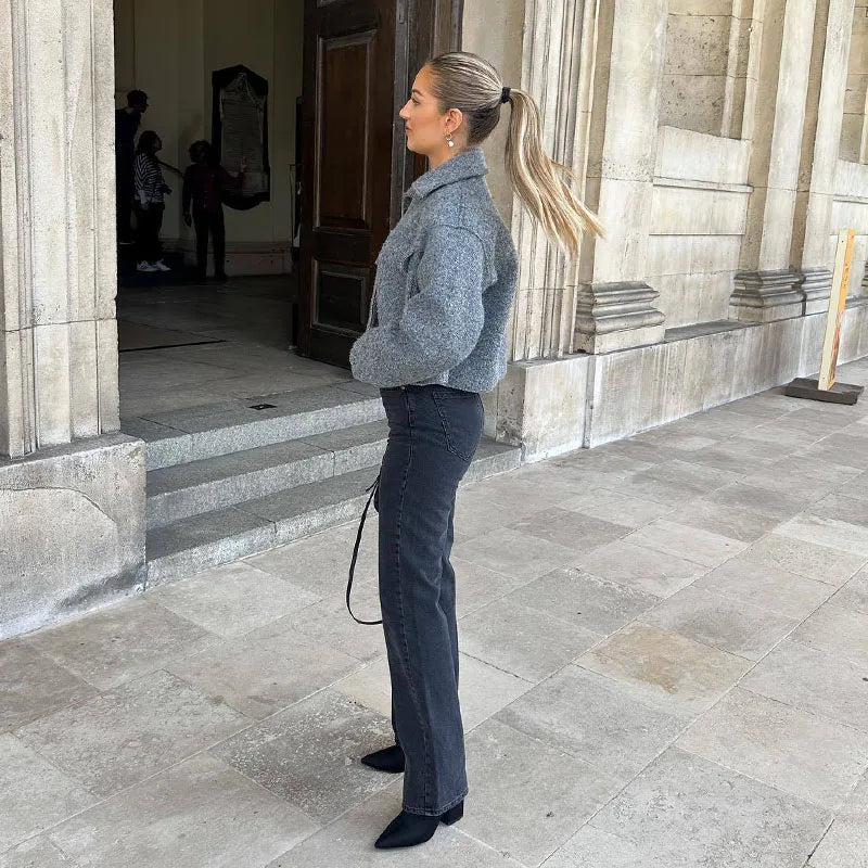 Carla - Élégante veste courte d'automne avec fermeture éclair pour femmes