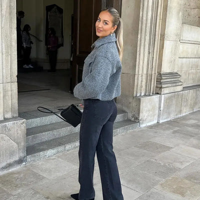 Carla - Élégante veste courte d'automne avec fermeture éclair pour femmes