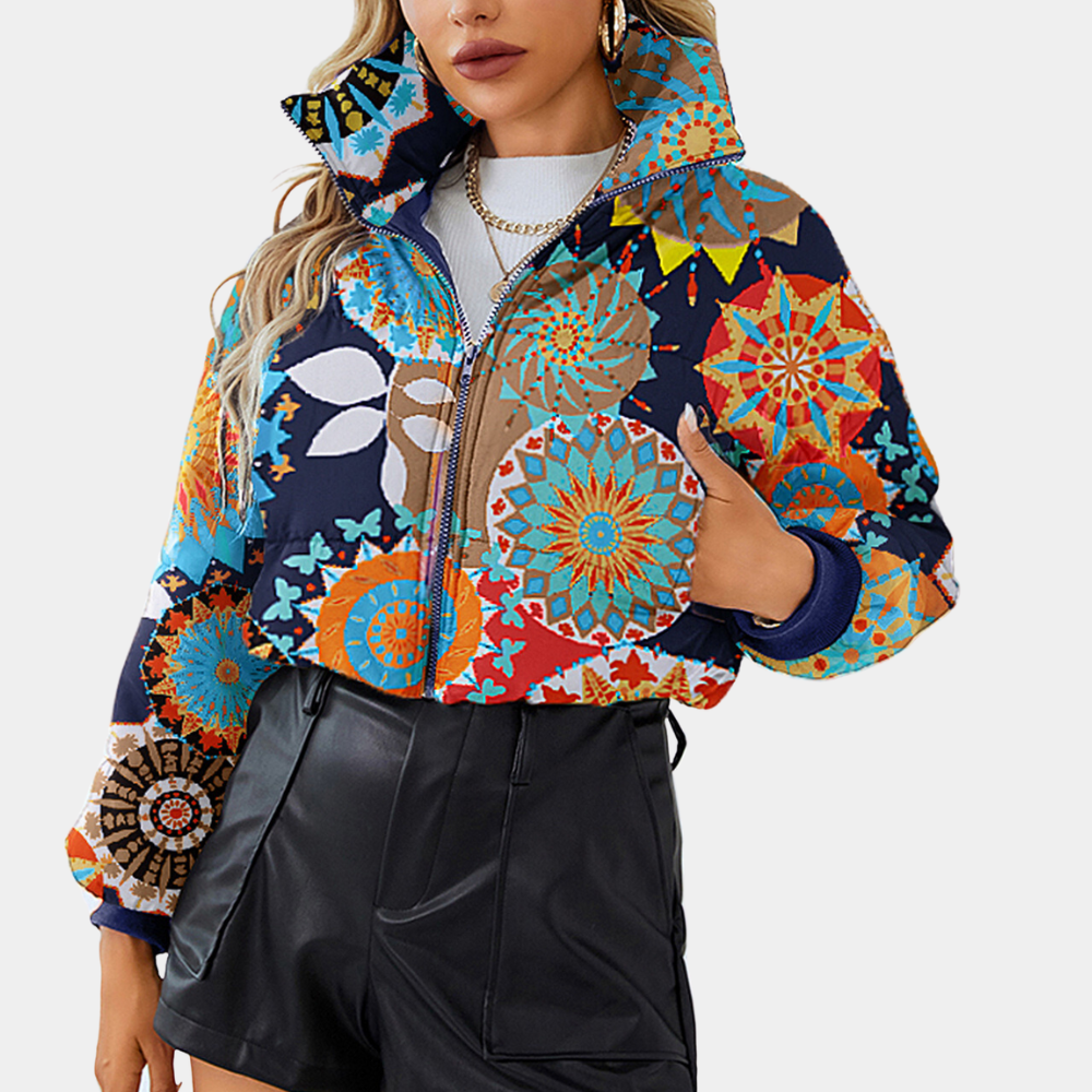 SINEM - Veste d'Hiver Courte Tendance pour Femmes