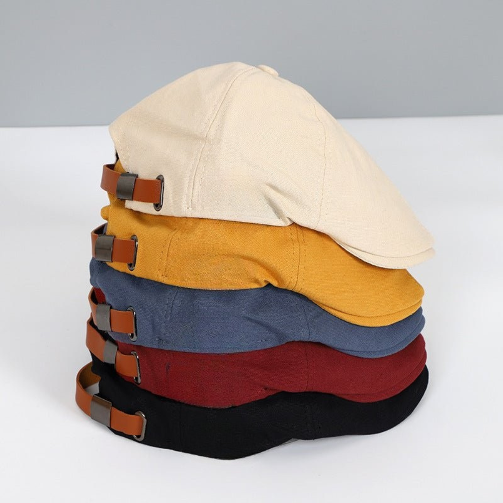 Casquette plate unisexe avec rabat incurvé et sommet structuré