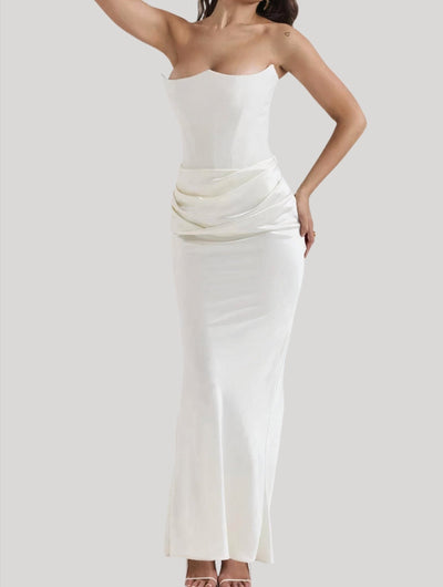 Robe Longue Bustier Élégante | Design Drapé | Silhouette Ajustée