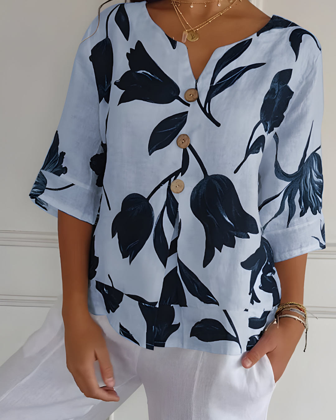 Nora™ | Blouse Printemps V-neck