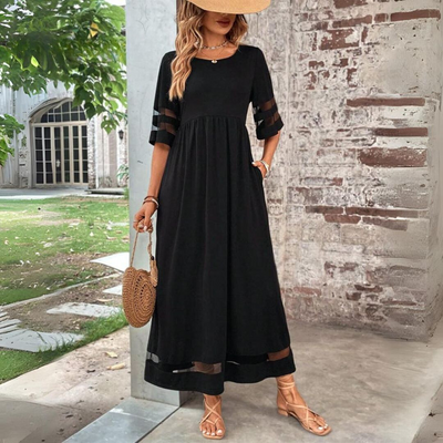 Jade | Robe Simple Manches 3/4 pour femme | Maxi