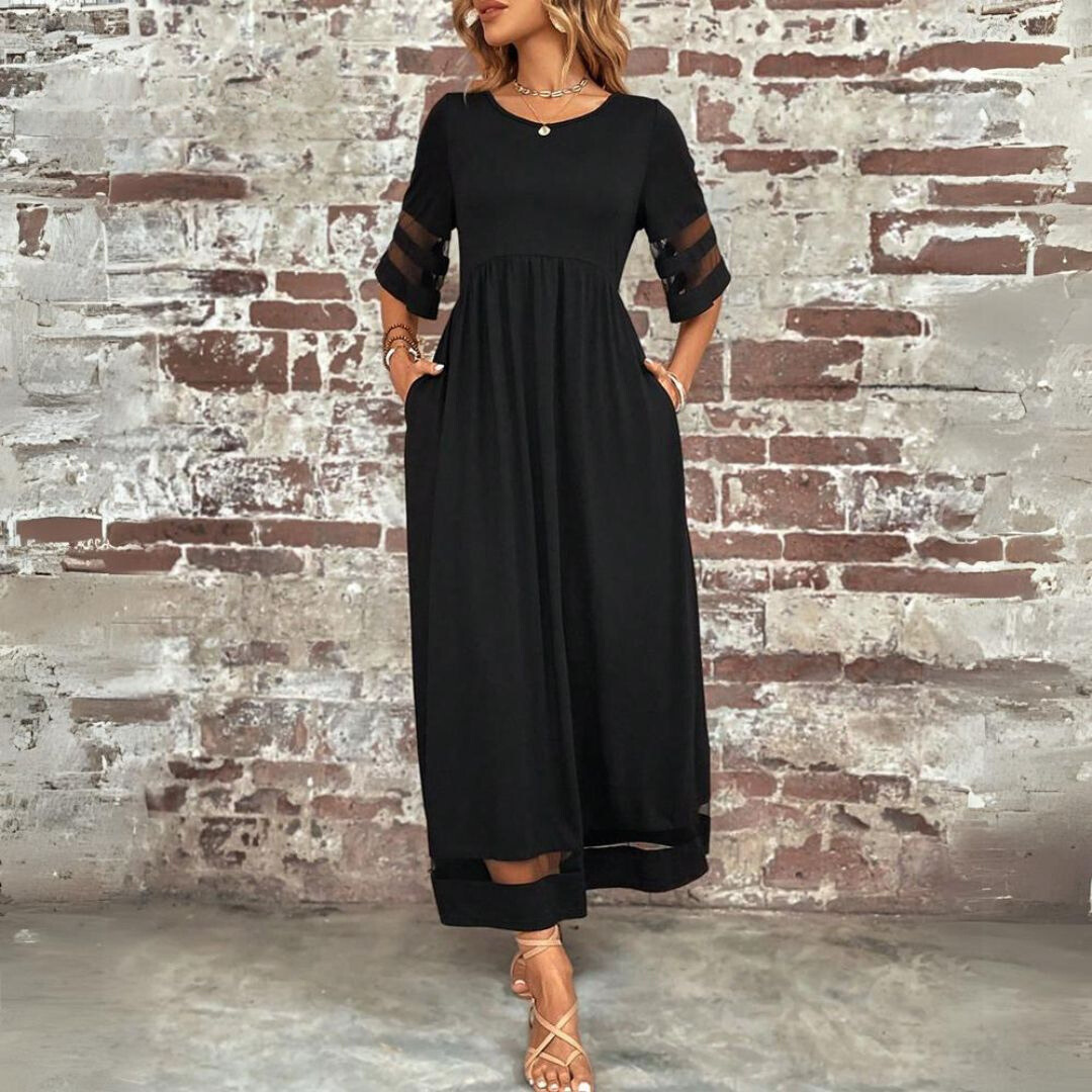 Jade | Robe Simple Manches 3/4 pour femme | Maxi