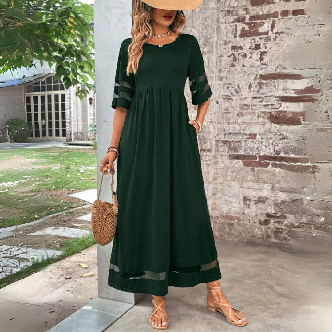 Jade | Robe Simple Manches 3/4 pour femme | Maxi