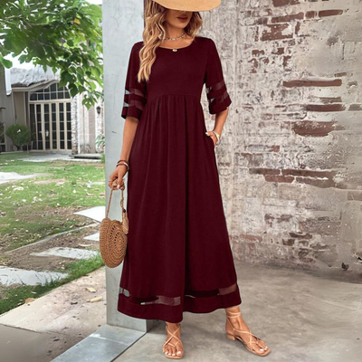Jade | Robe Simple Manches 3/4 pour femme | Maxi