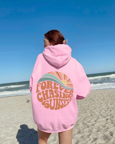 KIRA - SWEAT À CAPUCHE ÉLÉGANT "FOREVER CHASING SUNSETS"
