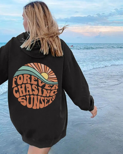 KIRA - SWEAT À CAPUCHE ÉLÉGANT "FOREVER CHASING SUNSETS"