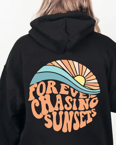 KIRA - SWEAT À CAPUCHE ÉLÉGANT "FOREVER CHASING SUNSETS"