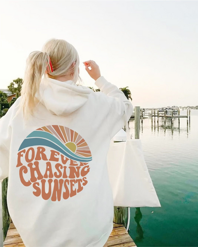 KIRA - SWEAT À CAPUCHE ÉLÉGANT "FOREVER CHASING SUNSETS"