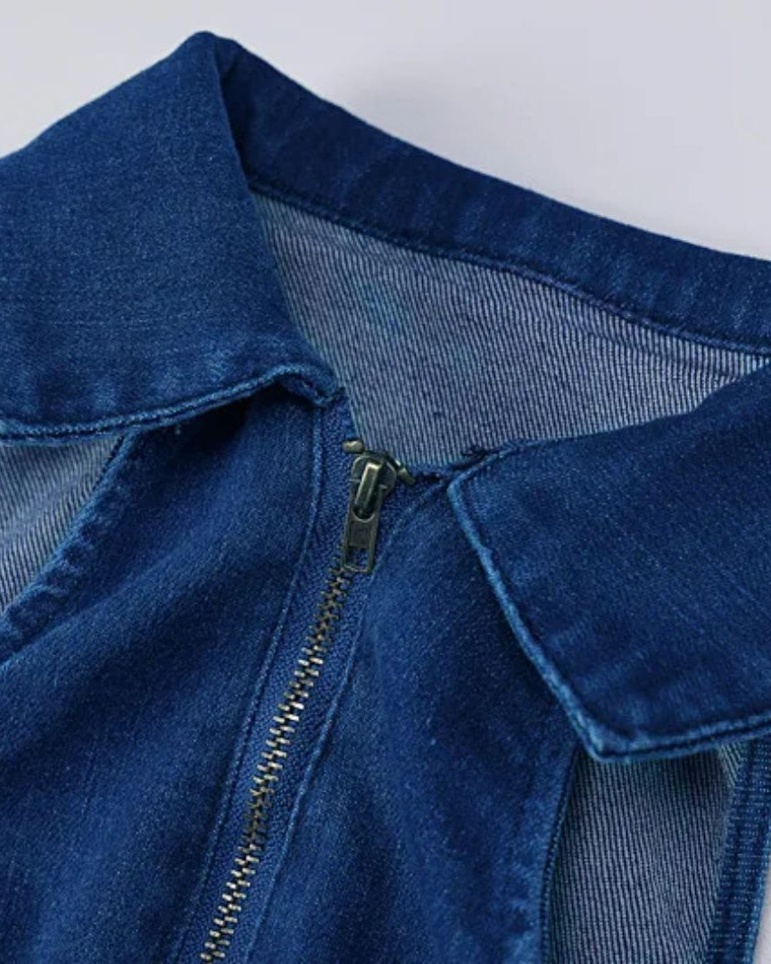 Crizsha | Combinaison noire sexy pour femmes avec col en V, fermeture à glissière et jambes larges