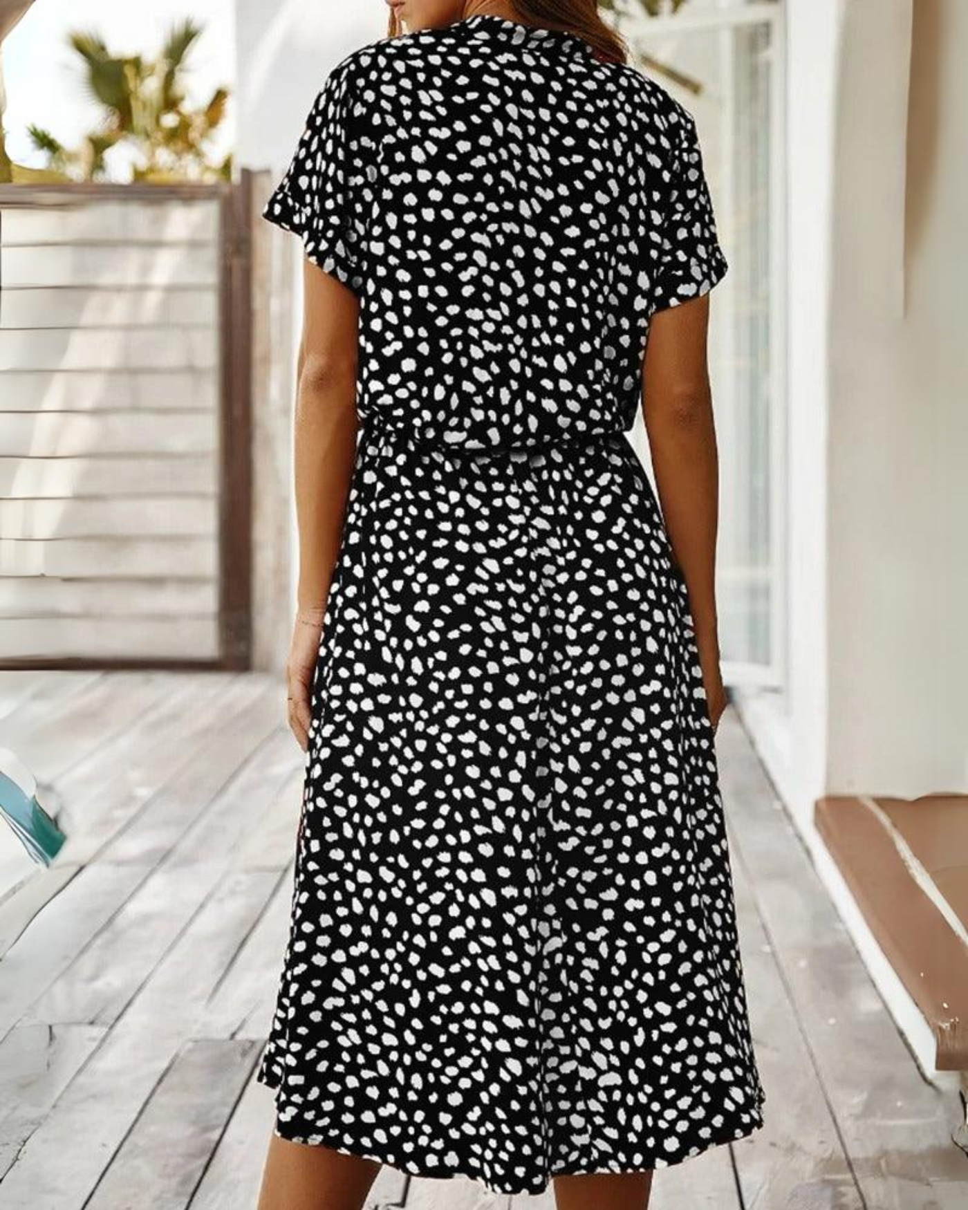 MAYA - Robe Midi Vintage à Manches Courtes