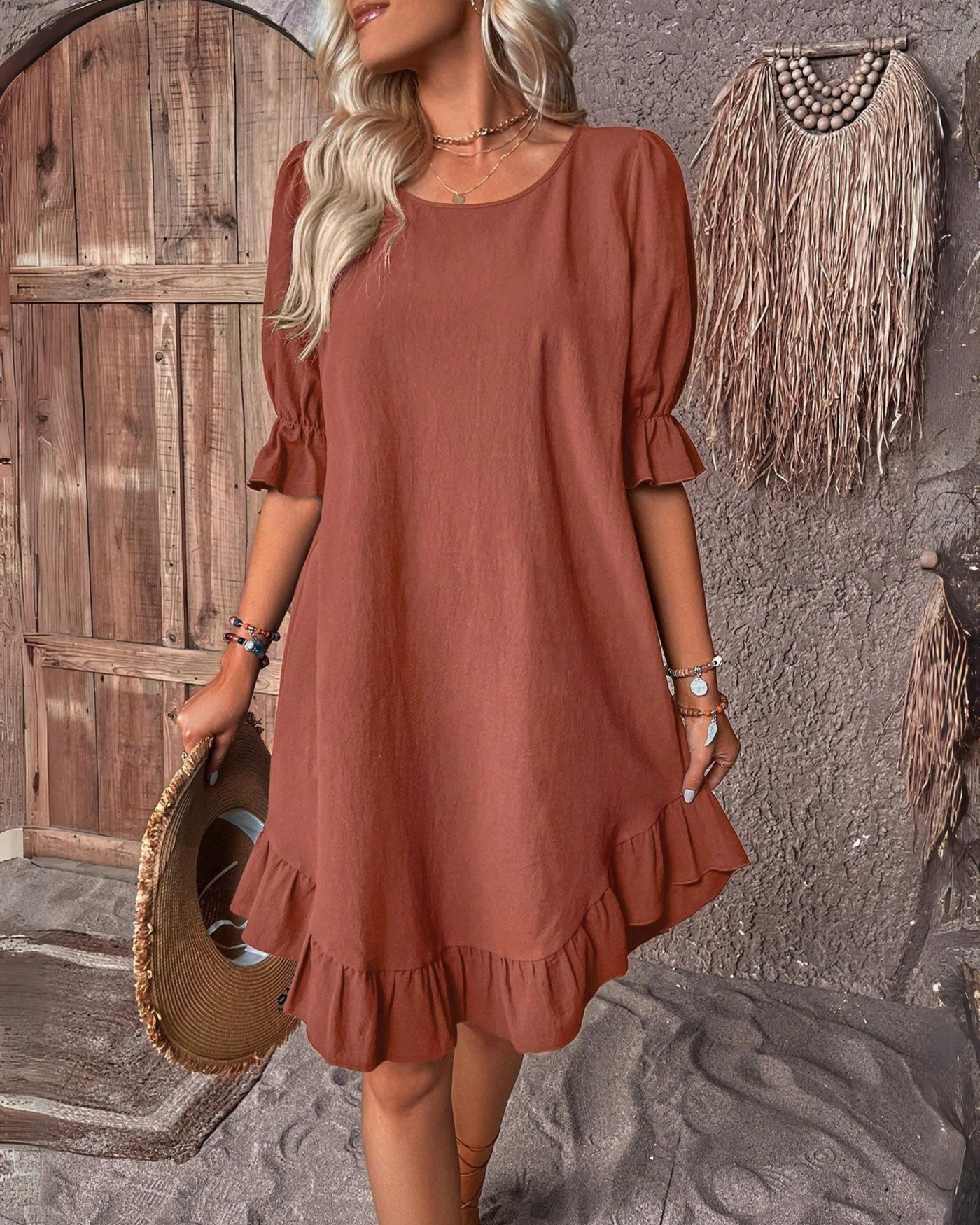 Deli - Robe à Manches Bouffantes