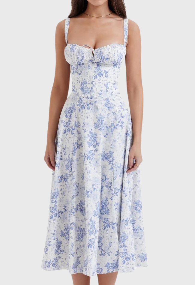 Fabiola - Robe Bustier Midi Avec Corsage Et Bretelles