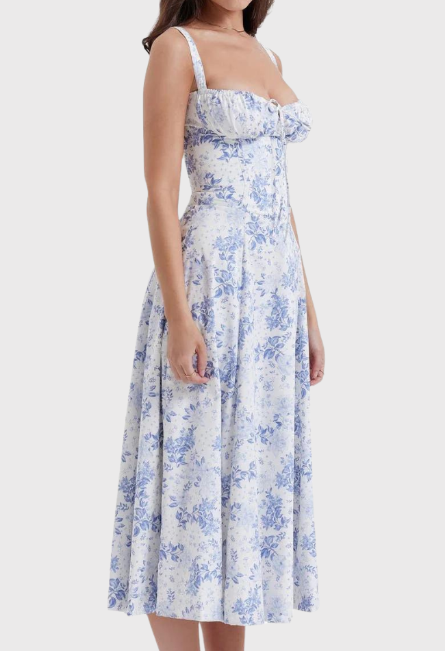 Fabiola - Robe Bustier Midi Avec Corsage Et Bretelles