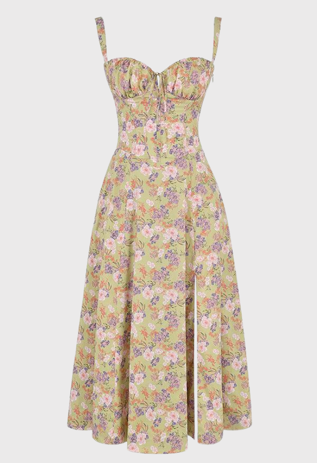 Fabiola - Robe Bustier Midi Avec Corsage Et Bretelles