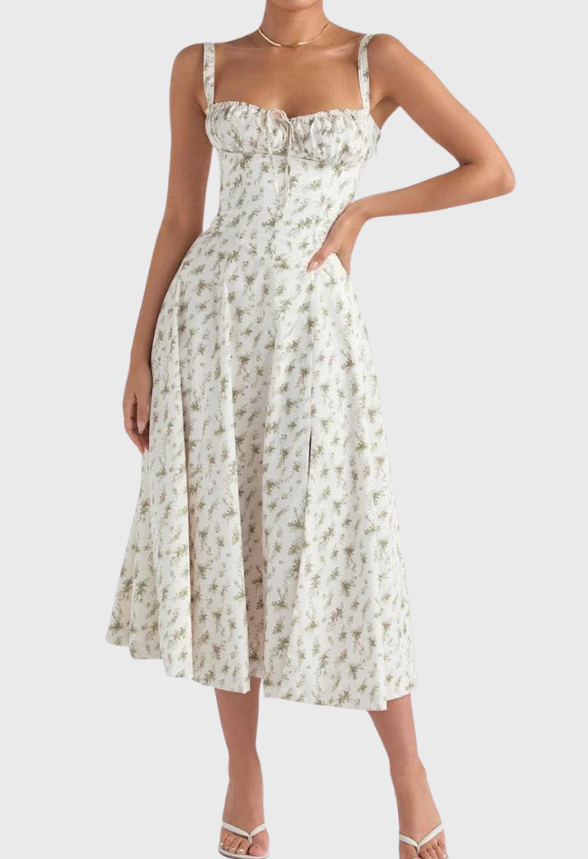 Fabiola - Robe Bustier Midi Avec Corsage Et Bretelles