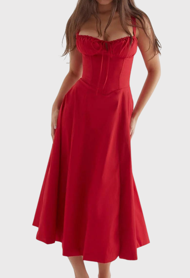 Fabiola - Robe Bustier Midi Avec Corsage Et Bretelles