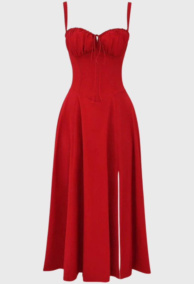 Fabiola - Robe Bustier Midi Avec Corsage Et Bretelles