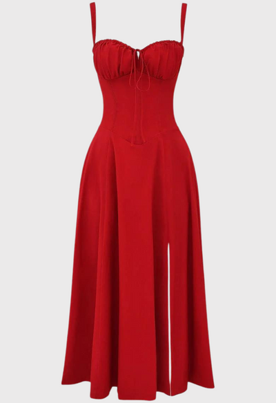 Fabiola - Robe Bustier Midi Avec Corsage Et Bretelles
